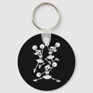 Funny Halloween Skeletons Cheerleader Pajama Cheer Key Ring