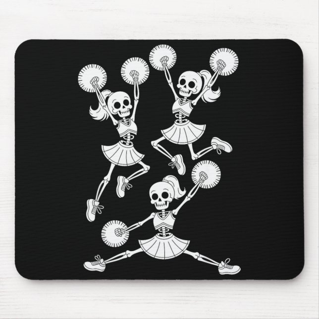 Funny Halloween Skeletons Cheerleader Pajama Cheer Mouse Pad (Front)