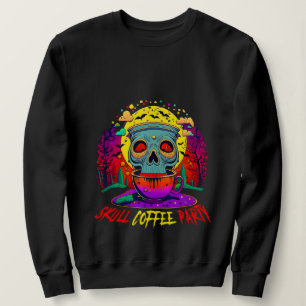 Funny Halloween Skull Coffee Addict Party Sweatshirt
