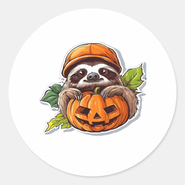 Funny Halloween Sloth Sticker Classic T-Shirt (Front)