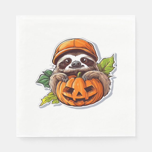 Funny Halloween Sloth Sticker Classic T-Shirt Napkin (Front)