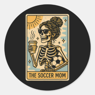 Funny Halloween Soccer Mama Mom Skeleton Tarot Car Classic Round Sticker