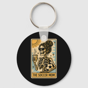 Funny Halloween Soccer Mama Mom Skeleton Tarot Car Key Ring