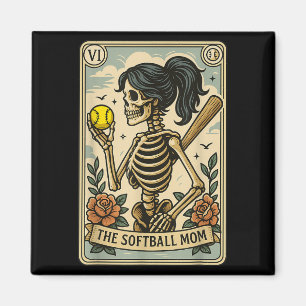 Funny Halloween Softball Mama Mom Skeleton Tarot C Magnet