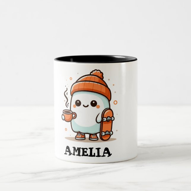 Funny Halloween Spook Ghost Mug Skateboard Coffee  (Center)