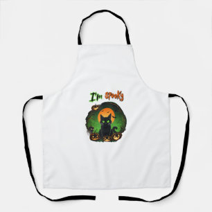 Funny Halloween Spooky Black Cat Pumpkin Bat Starr Apron