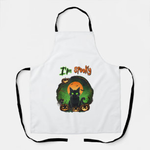 Funny Halloween Spooky Black Cat Pumpkin Bat Starr Apron