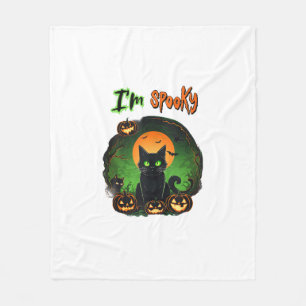 Funny Halloween Spooky Black Cat Pumpkin Bat Starr Fleece Blanket
