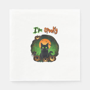 Funny Halloween Spooky Black Cat Pumpkin Bat Starr Napkin