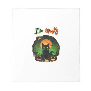 Funny Halloween Spooky Black Cat Pumpkin Bat Starr Notepad