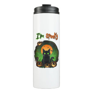 Funny Halloween Spooky Black Cat Pumpkin Bat Starr Thermal Tumbler