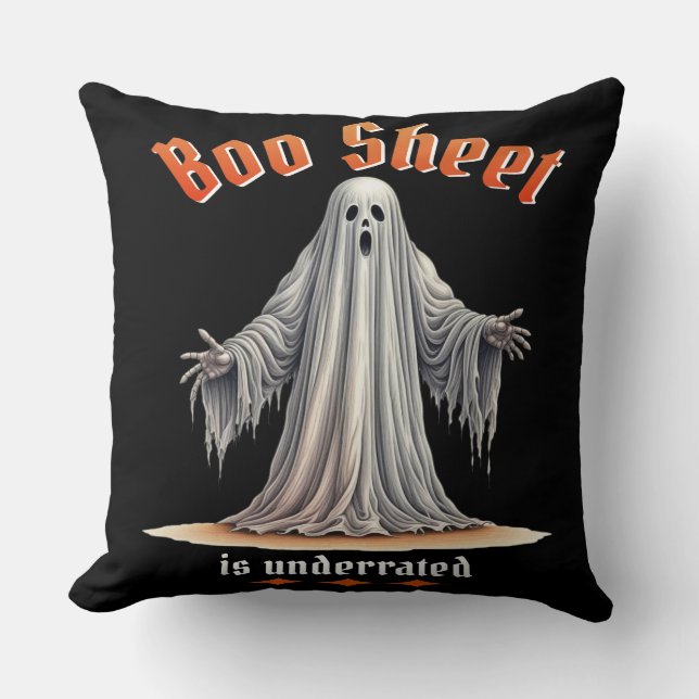 Funny Halloween Spooky Ghost with Sarcastic Humour Cushion (Front)