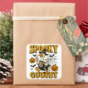 Funny Halloween Spooky Goosey Goose in Costume Square Sticker