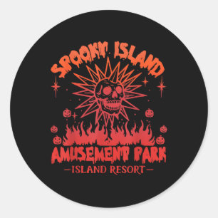 Funny Halloween Spooky Island Est 2002 Amusement P Classic Round Sticker