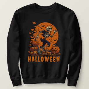 Funny Halloween  spooky running skeleton Sweatshirt