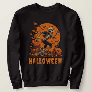 Funny Halloween  spooky running skeleton Sweatshirt
