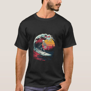 Funny Halloween Spooky Skeleton Surfing T Shirt