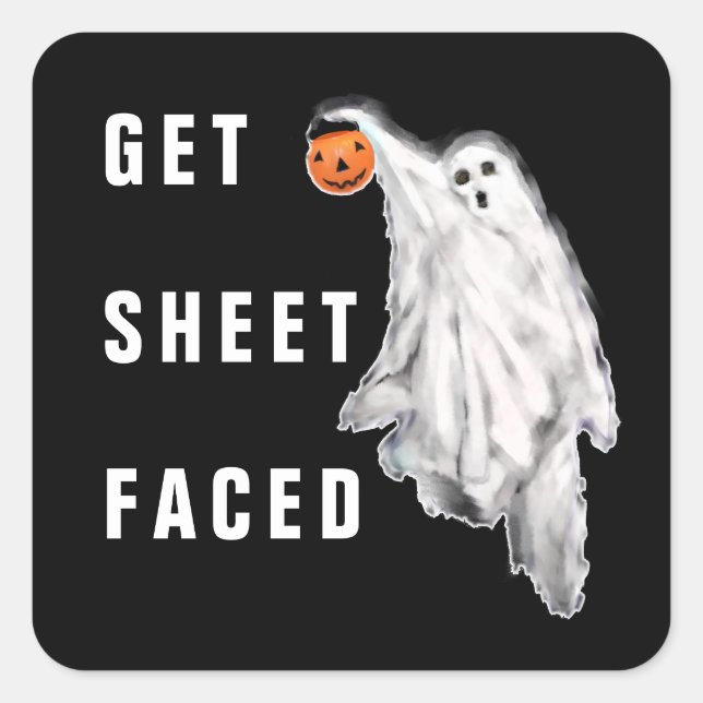 Funny Halloween Square Sticker (Front)