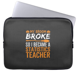 Funny Halloween Statistics Teacher Broom Design Laptop Sleeve