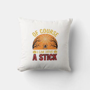 Funny Halloween Stick Shift Spider Web Shirt Desig Cushion