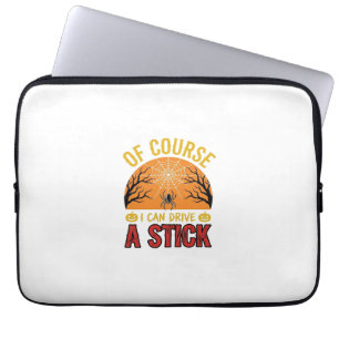 Funny Halloween Stick Shift Spider Web Shirt Desig Laptop Sleeve