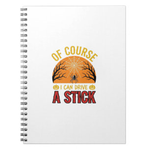 Funny Halloween Stick Shift Spider Web Shirt Desig Notebook