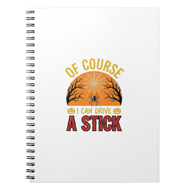 Funny Halloween Stick Shift Spider Web Shirt Desig Notebook (Front)