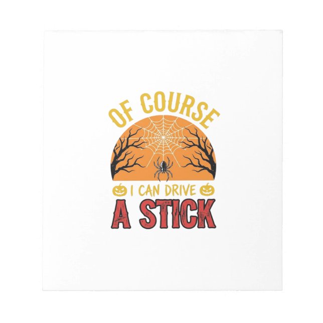 Funny Halloween Stick Shift Spider Web Shirt Desig Notepad (Front)