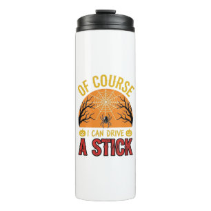 Funny Halloween Stick Shift Spider Web Shirt Desig Thermal Tumbler