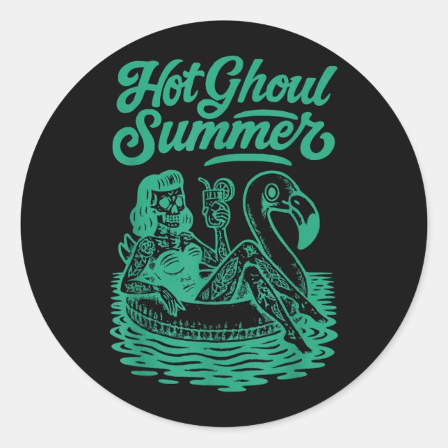 Funny Halloween Summerween Summer Pool Classic Round Sticker (Front)