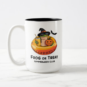 Funny Halloween Summerween Vibes Frog Animal Meme Two-Tone Coffee Mug