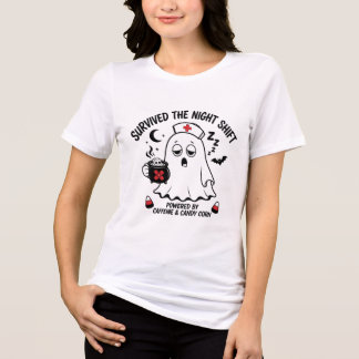 Funny Halloween Survived Night Shift Ghost Nurse Tri-Blend Shirt