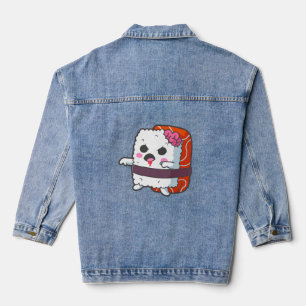 funny halloween sushi monster zombie denim jacket