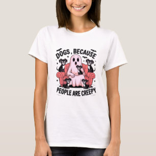 Funny Halloween T-Shirt with Ghost and Dogs 