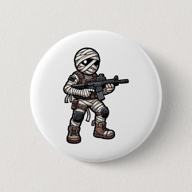 Funny Halloween Tactical Mummy Army Men Veteran Co 6 Cm Round Badge (Front)