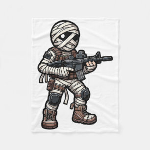 Funny Halloween Tactical Mummy Army Men Veteran Co Fleece Blanket