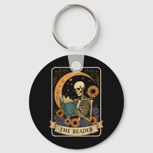 Funny Halloween Tarot Card The Reader Skeleton Key Ring