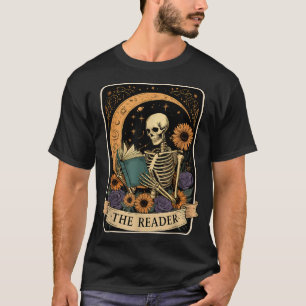 Funny Halloween Tarot Card The Reader Skeleton T-Shirt
