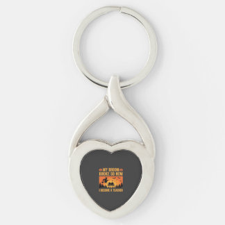 Funny Halloween Teacher Broom Broke Design (2) Key Ring