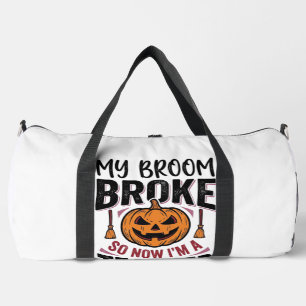 Funny Halloween Teacher Broom Broke Vector Design_ Duffle Bag