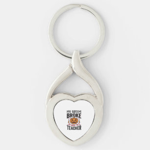 Funny Halloween Teacher Broom Broke Vector Design_ Key Ring