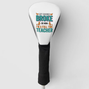Funny Halloween Teacher Broom Broke Vintage Shirt Golf Head Cover