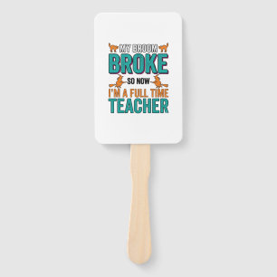Funny Halloween Teacher Broom Broke Vintage Shirt Hand Fan