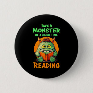 Funny Halloween Teacher Librarian Monster Reading 6 Cm Round Badge