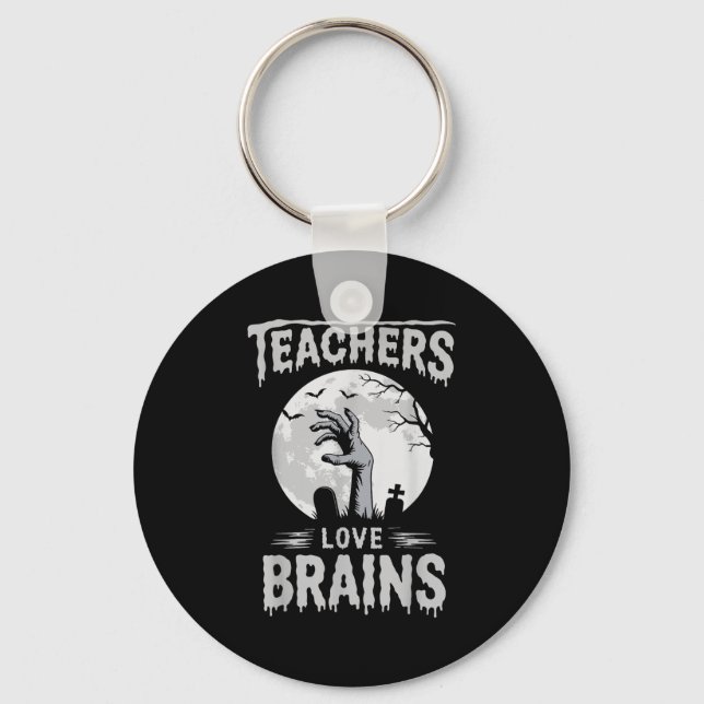 Funny Halloween Teacher S Zombie Teachers Love Bra Key Ring (Front)