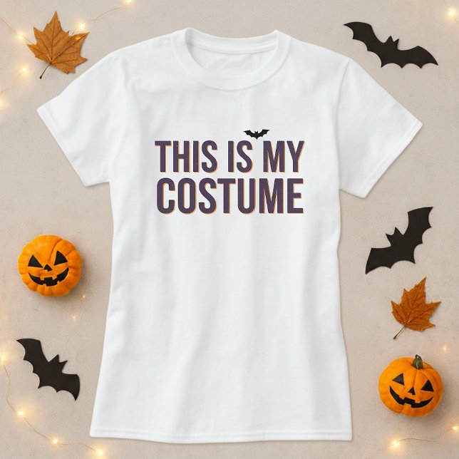 Funny Halloween Tee; This Is My Costume Bat & Text T-Shirt (Creator Uploaded)
