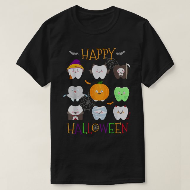 Funny Halloween Teeth Dentist Assistant Tooth Cost T-Shirt (Design Front)