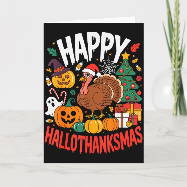 Funny Halloween Thanksgiving Christmas Happy Hallo Card (Front)