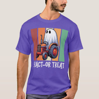 Funny Halloween Tractor Ghost Boys Kids Trick or T T-Shirt