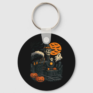 Funny Halloween Train Pumpkin Train Lover Railroad Key Ring